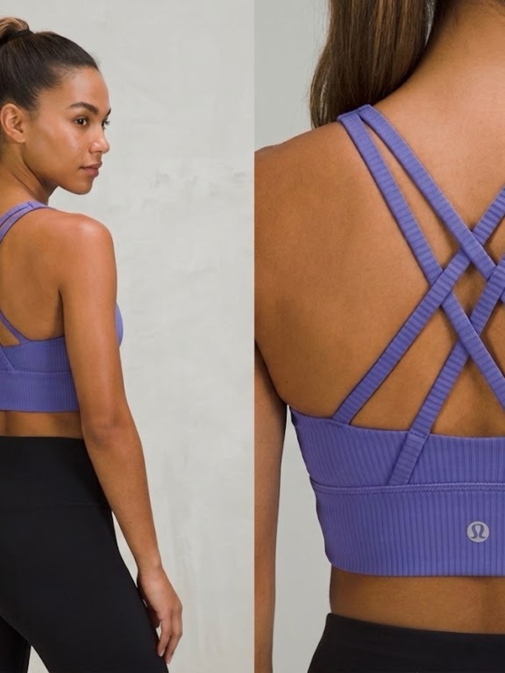 lululemon athletica Women's Lavender Ribbed Energy Sports Bra - size 4